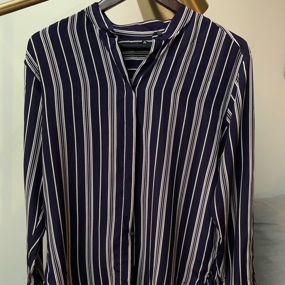 Madewell Silk Collarless striped button up - Picture 3 of 5